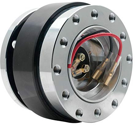 Riloer Volante de coche de 7 agujeros de liberación rápida, adaptador universal de cubo de liberación rápida (negro)
