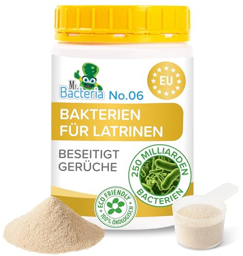 Mr. Bacteria No. 6 Limpiador de letrina para la eliminación rápida de todos los desechos orgánicos y olores de su letrina, inodoro seco, BAÑOS SECOS, WC Portátil 500g (1)