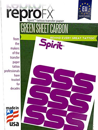 20 Stück TATTOO Matritzenpapier EU Spirit Green - Sheet Freehand - INKgrafiX® Deutschland - PROFI STUDIO - IG56757 - Stempel Papier Abdruck Matritzen Freihand