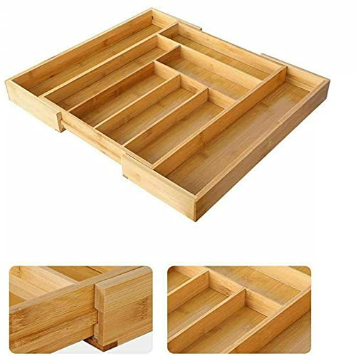 Walgreens Luebel® Natural Bamboo Wood Extendable 6-8 Compartment Cutlery Drawer Tray Holder Organiser Storage