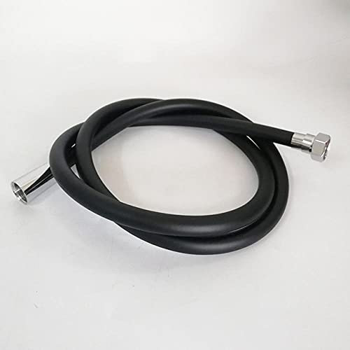 MMDSNX PVC Hochdruck 1,5 m Schwarz/Gold Verdickung Anti-Wicklung Glatter Duschschlauch Bad Handbrausekopf Flexibler Duschschlauch-Schwarz