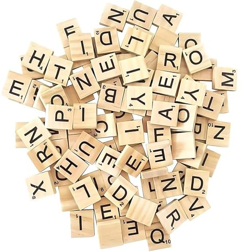 ASPIRE UK 200 piastrelle in legno naturale con lettere dell'alfabeto, stile scarabeo, per giochi di parole, artigianato, fai da te, lavagne con nome, ortografia, fonica, apprendimento e decorazione