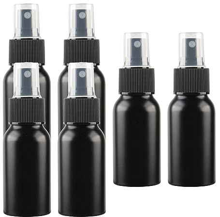 BPZXL 6 Piezas Rellenables 50ml Negro Botella de Aluminio con Bomba en Negro,Niebla Fina Atomizador, para Perfumes Cosméticos Viajes y rtículos de Agua Cosmético