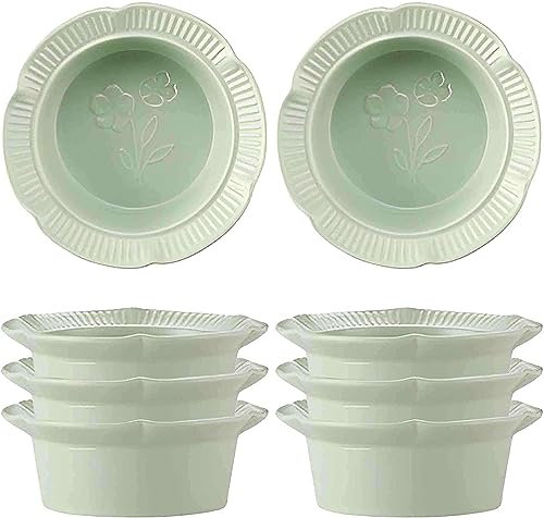 Bol à soupe, bol à riz, bol à déjeuner, ensemble de ramequins, 230 ml, ramequins à crème brûlée, plats à soufflé allant au four, ramequins à soufflé, ramequins for friteuse à air-blanc-lot de 4 (Colo