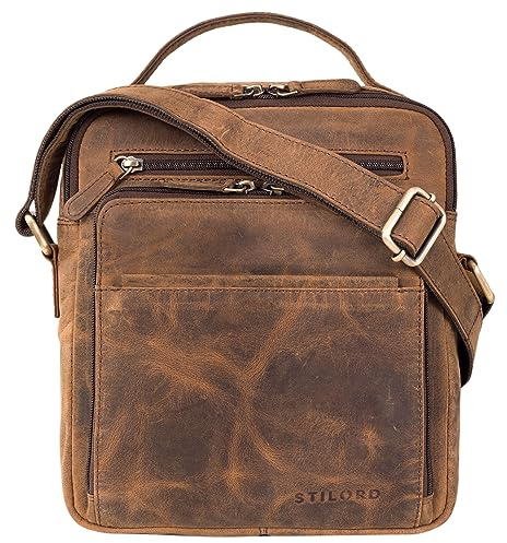 STILORD Ivan Männerhandtasche Leder Messenger Bag Herren Tasche zum Umhängen Echtleder Schultertasche mit Henkel Kompakt Farbe:Colorado - braun