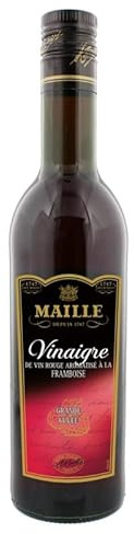MAILLE - Vinaigre Vin Rouge Framboise 50Cl - Condiment Gourmet Subtilement Fruité - 500g - Idéal pour Salades et Crudités - Lot De 4