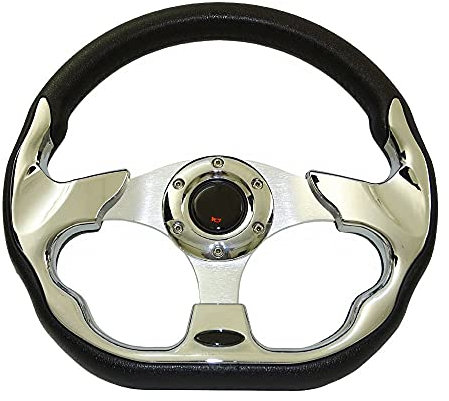 Sportlenkrad,Lenkrad Universal 13 320mm Racing Sportwagen Lenkrad mit Hupenknopf Kohlefaser (Color : Chrome)