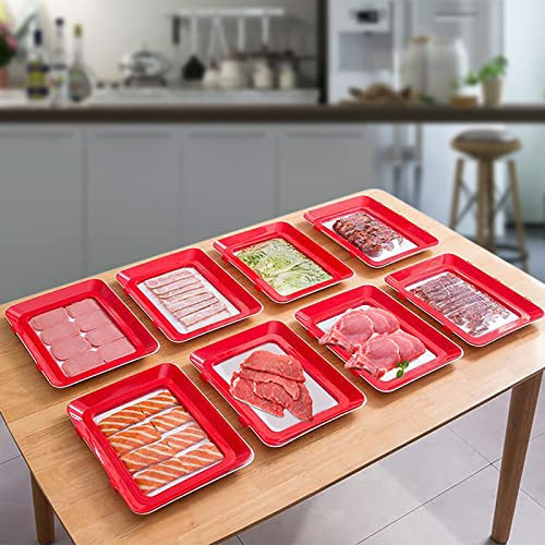 Xigner 8 fiambreras frescas reutilizables fiambreras apilables para embutidos y queso, campana de queso, material PP respetuoso con el medio ambiente, para lavavajillas y MWO, 29,5 x 22,5 cm