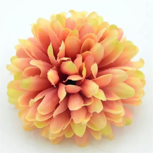 GeRRiT 20 unids/lote 7 cm crisantemo seda artificial flor cabeza hortensia flores hogar boda decoración caramelo caja de regalo DIY accesorios-naranja