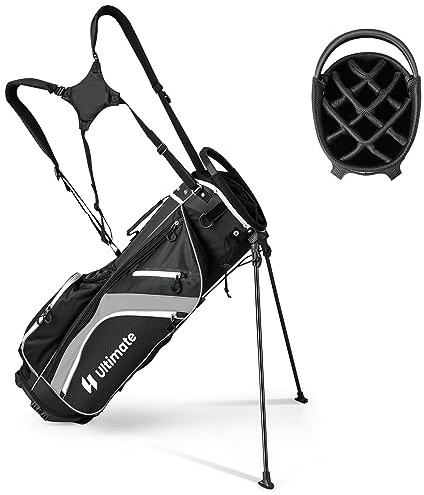 GOPLUS Sac de Golf à 14 Compartiments avec Support Trépied, Double Bretelles, 6 Poches zippées, Isotherme, Housse de Pluie, Portable pour Hommes et Femmes