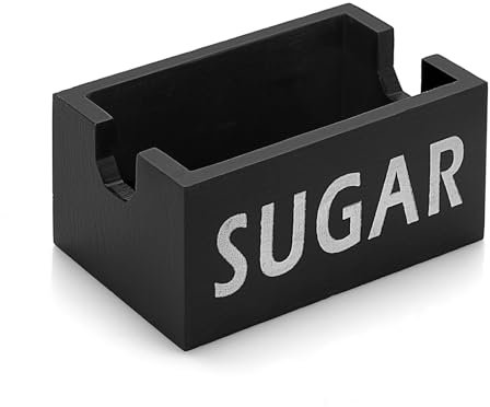 SUMNACON Zucker-Halter für Kaffee-Bar Bauernhaus Zucker-Pakete Caddy Holz Zucker-Paket-Container Zucker-Pakete Dispenser Zucker-Paket-Organisator für Home Restaurant(schwarz)