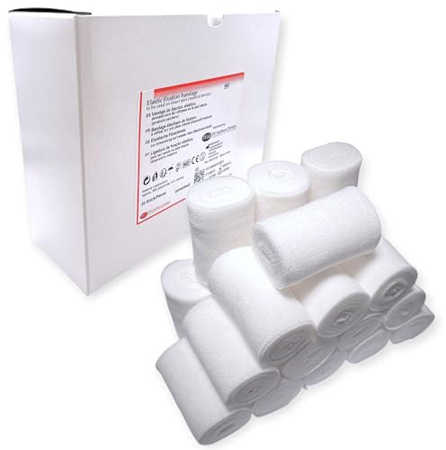 DE Healthcare Products – elastische Haftbinde (4m x 10 cm), hautfreundliche Fixierbinde, 20 Stück, einfache Anwendung, weiß