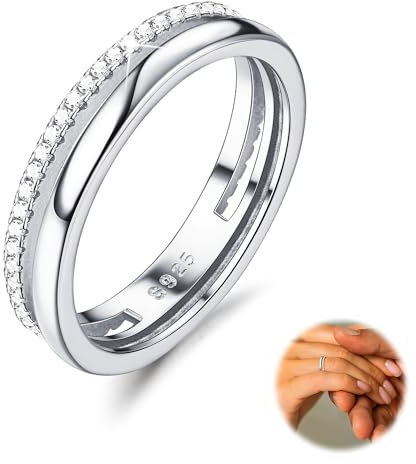 YADOCA Ring Silber 925 Damen Verlobungsring Eheringe Engagement Ringe Frauen Daumenring Einfache Band Silber Ring für Damen Schmuck Geschenke für Frauen Größe 60