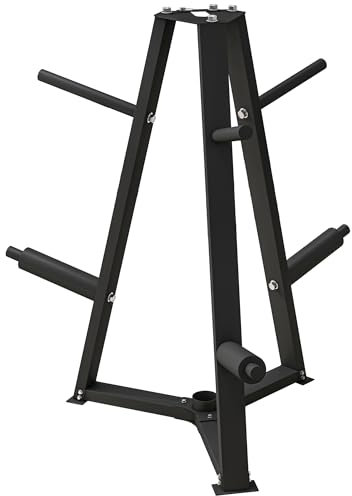 SPORTNOW Soporte de pesas para placas Soporte de barra de mancuerna Estante de almacenamiento para placas de peso árbol de peso olímpico Capacidad máx. 300 kg