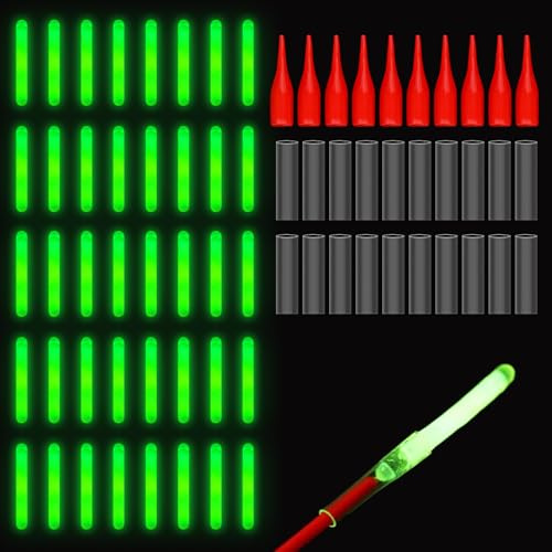 TXS 50 Pièces Bâtons Lumineux pour Canne à Pêche, Lumière de pêche de Nuit, Glow Stick Pêche de Nuit 4,5 x 37,5mm, Bâtons Lumineux de Pêche, Starlight Peche pour Pêche de Nuit
