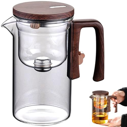 Magnetische Teekanne Mit Griff & Ausguss 520 ml Glas - Mit Infuser für Losen Tee - Hitzebeständig, Abnehmbar, Waschbar Mit Deckel für Zuhause, Büro, Teehaus