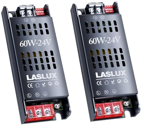 2 Stück LED Trafo 230V auf 24V 60W Dimmbar with Langsamer Anfang, Dimmbar Schaltnetzteil LED Transformator 24v, StummTreiber Netzteil 2.5A, Driver (24V - 2PC, 60, Watt)