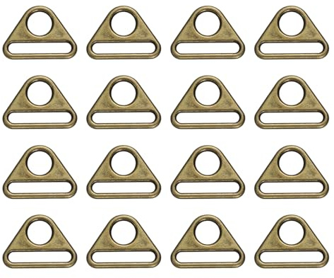 sourcing map Dreieck-Schnallen, 2,5 cm, Dreieck-D-Ringe, Riemen für Geldbörse, Riemen, Schlüsselanhänger, Gurtband, Tasche, DIY-Hardware-Zubehör, Bronze, 16 Stück, bronze, 1 Inch