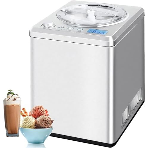 JYHUHGRG Ice Cream Maker, For Making Homemade Soft Ice Cream,Gelato,Sorbet,Keep Cooling,No Pre-Freezing Automatic Ice Cream Machine With Compressor