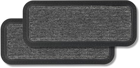Carpido rutschfeste Fußmatte Außen & Innen - Grau Linien 2er Set 25 x 60 cm | Langlebige Sauberlauf Türmatte pflegeleicht Schmutzfangmatte strapazierfähig Fussmatte aussen Stufen Gummirückseite robust