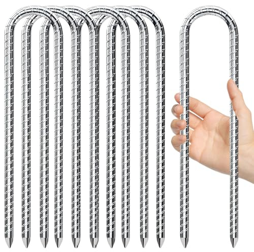 AVOFOREST 7 Stück 30CM U-Typ Bodenanker, Verzinkter Stahl Bodenanker Trampolin, Erdanker, Zeltheringe für Sicherung Vordächern, Schaukel, Zäune, Fußballstange, Blumenständer