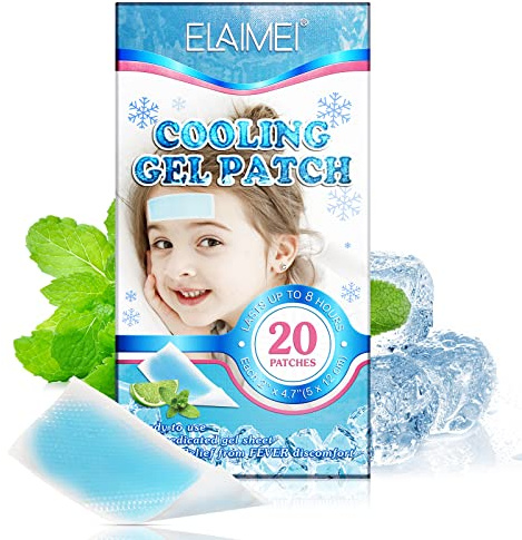 20Pcs Fever Cooling Gel Patches for Kids & Adults, Relief Cooling Sheets for Headaches, Overheating, Heat Stroke, Long-Lasting, Safe & Drug-Free, Easy to Apply