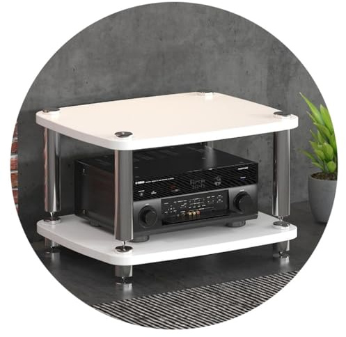 Easnuroz 1/2/3/4-lagiges HiFi-Audiokabinett HiFi-Racks Und Ständer Audio-Rack-Schrank AV-Regal-Bewegungsständer Mit Stoßabsorbierenden Füßen - Audio-Video-Komponenten(Weiß,60 * 48 * 38cm(2Tier))