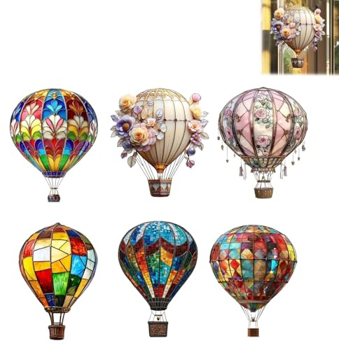Generico Acchiappasole a Forma di Mongolfiera, Mongolfiera Decorativa, in Acrilico 2D con Mongolfiera, per Appendere la Finestra, Decorazioni da Giardino, casa, Giardino