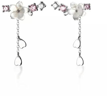 925 Silber & Perle Durchzieh-Ringkette Ohrringe Thru-Silber