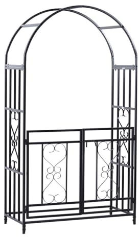 Générique Arceau à rosiers en Métal avec Porte, Arche de Jardin Pergola Robuste, Treillis de Support pour Plantes grimpantes, Tonnelle de Décorations Mariage, l 114 cm x H 210 cm, Solide, Noir(Noir)
