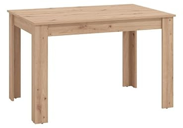 Home Heavenly® Mesa de Comedor Extensible Nerea – Laminado Resistente – Extensión Central de 120 a 160 cm – Diseño Moderno y Fácil de Limpiar – 120/160x80x76 cm – Mesa Rectangular Color Roble Artisan