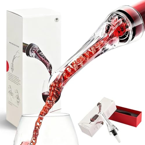 Nacerlary Dekanter Rotwein, Tropffreier Wein Dekanter mit Belüfter & Vakuumfunktion – Praktischer Flaschenaufsatz zur glasweisen Belüftung von Rotwein, inklusive Filter und Verschluss