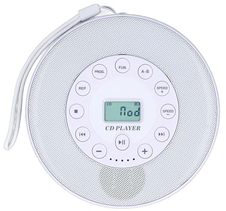Sxhlseller Lettore CD con Altoparlante, Lettore CD Ati-skip per Automobile, Casa e Viaggi Ricaricabili (WHITE)