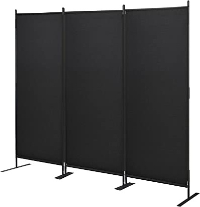 3 Panel Room Divider, 7 FT Folding Privacy Screen, Foldable Freestanding Screens, Movable Paravent Partition Separator for School, Bedroom, Living Room, Office, Garden (223 x 184cm, Black)