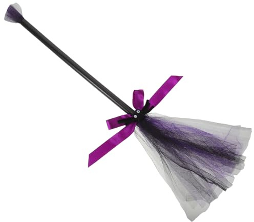 GLEAVI Scopa da Strega Mini Manico in Plastica Viola Accessorio per Costume e Decorazioni di Halloween per e Feste a Tema