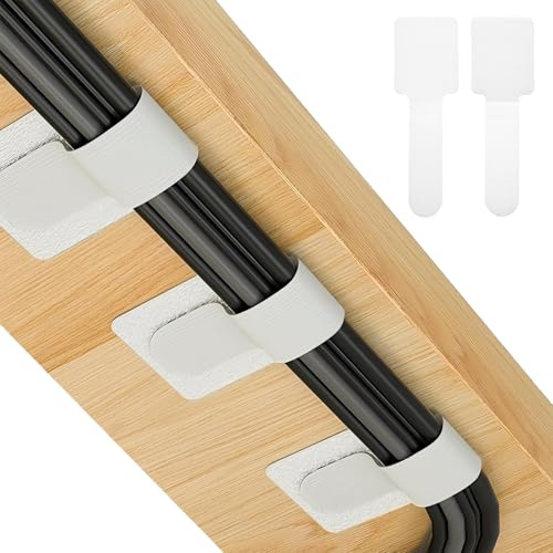 LumenPoles Kabelmanagement, Selbstklebend Kabelhalter, 60 Stück | Klettband Kabelbinder, Wiederverwendbare Verstellbare Kabelclips, Kabel Organizer für Schreibtisch Organizer, Zuhause, Büro