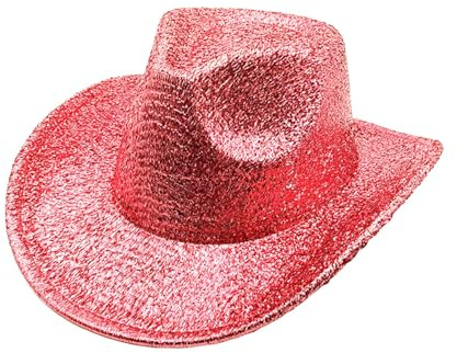 Western Goldfaden-Cowboyhut Damenhut aus Wolle für die Bühne Einfarbiger Bühnenhut für Männer und Frauen Party Festival Western Cowboyhut Karnevals-Glitzerhut