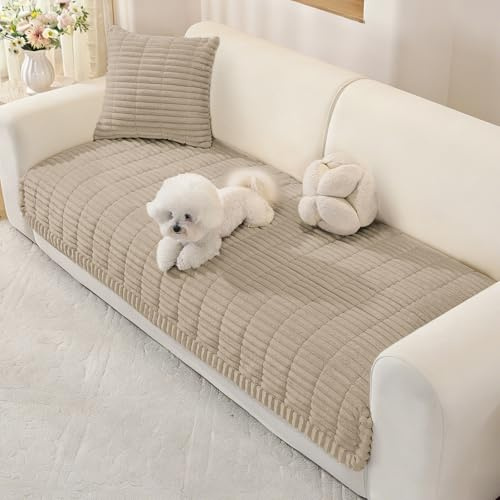 YSTELLAA Sofföverdrag 1/2/3/4 Sits Mjukt Flanell, Halkfritt Soffskydd For Sectional Couch, Universellt Sofa Cover, L-Format Möbelskydd För Vardagsrum(Brun, 90x160cm) | Hörnskydd, soffskydd med schäslong, vänster/höger, halkfri, smutsavvisande, sofföverdrag