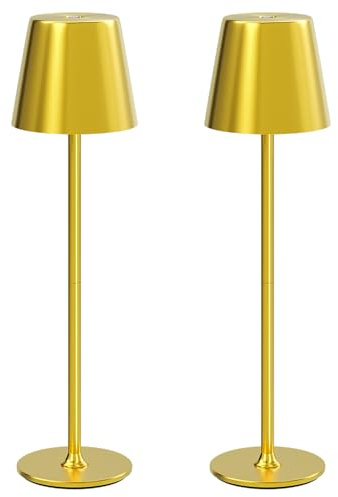 UPXNBOR LED Tischlampe Kabellos 2er Set, Metall Tischlampe Outdoor & Indoor