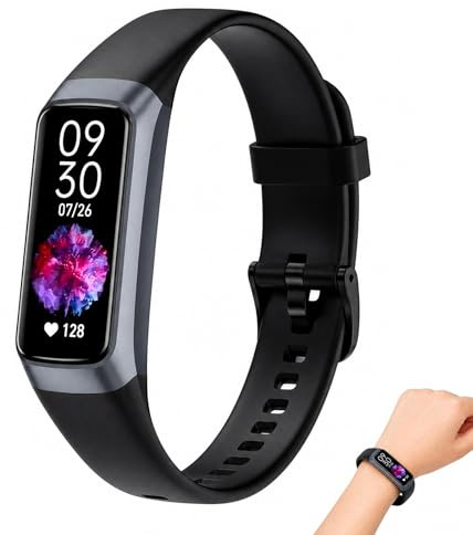 Fitness Tracker Activity Tracker with 24/7 Heart Rate Monitor, Blood Oxygen, Sleep Tracking, Step Counter, 25 Sport Modes, 1.1” AMOLED Color Touchscreen, Waterproof Fitness Watch for Women & Men
