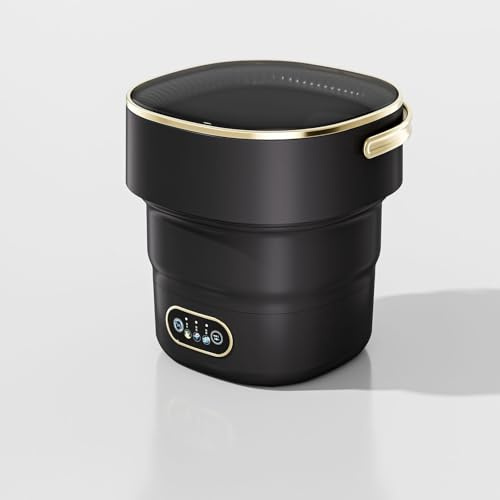 Lavatrice portatile, mini lavasciuga combinata pieghevole da 16 litri – Centrifuga da viaggio per vestiti del bambino, biancheria intima, calzini a casa, dormitorio, campeggio, camper Black-Gold