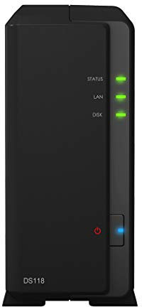 Synology DiskStation DS118 Ethernet/LAN Compact Noir NAS - Serveurs de stockage (10 To, Disque dur, Disque dur, SSD, 10000 Go, SATA, Série ATA II, Série ATA III, 2.5,3.5)