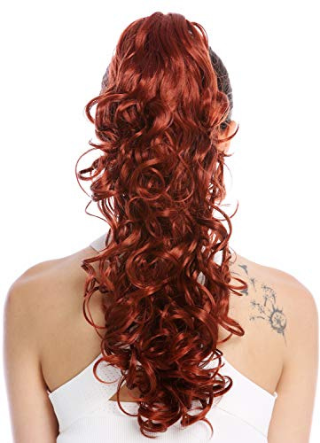 WIG ME UP - N956-V-350 Haarteil Zopf Pferdeschwanz Locken lockig voluminös Steckkämme lang 50 cm Kupfer Rot