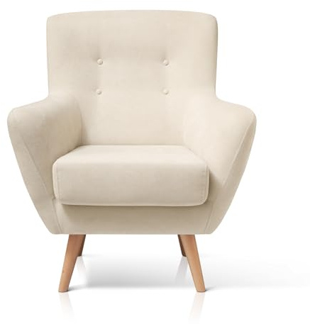 SUENOSZZZ-ESPECIALISTAS DEL DESCANSO Butaca nórdica Izan de una Plaza, sillón tapizado en Tela Antimanchas Color Beige