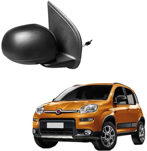 Specchietto Retrovisore Esterno Nero compatibile con FIAT PANDA 2012>. (MANUALE). Vetro cromato e convesso senza riscaldamento. Calotta nera (DESTRO)