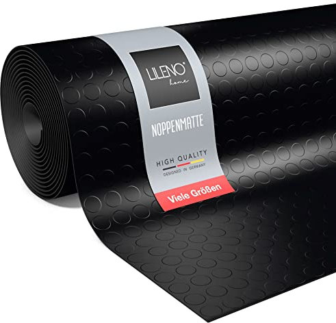 LILENO HOME Noppen Gummimatte Meterware 1000x100 cm (2x5m) - Gummiläufer Noppenmatte (3mm) als Werkstattboden, Antirutschmatte, Werkbank Auflage u. Bodenmatte - Gummi Matte für Keller, Garage