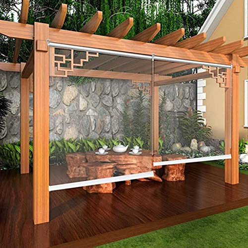 Seitenzug- & Springrollos Schattengewebe Im Freien Pergola Rollschatten Blinde, Transparente Rollos, Kunststoff Rollen Blind Mit Fitting, Indoor Outdoor, 155/145 / 125 (Size:115cm×250cm/45.3in×98.
