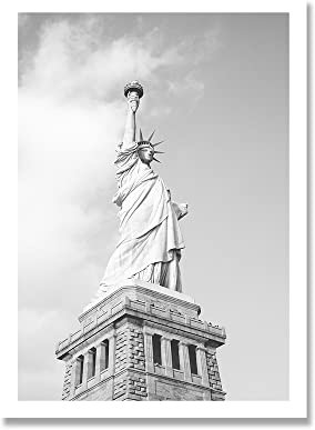 Poster und Drucke Wandkunst Leinwand Malerei Berühmte Landschaft New York City Map Statue of Liberty Bilder Dekoration (Color : A, Size : A4 21x30cm no frame)