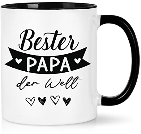 Joymaking Tasse Bester PAPA der Welt, Geschenkidee für Papa zum Vatertag, Geburtstag, Weihnachten, 320ml Schwarz, Keramik, Tasse, 320ml