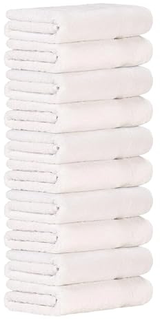 Luckytowel Duschtuch Set 70x140 cm – Oeko-TEX Badetücher aus 100% Baumwolle mit 600 g/m² – Badehandtuch groß mit Aufhängeschlaufe – flauschig & saugstark – Frottee Handtücher Set – 10er Pack Weiß